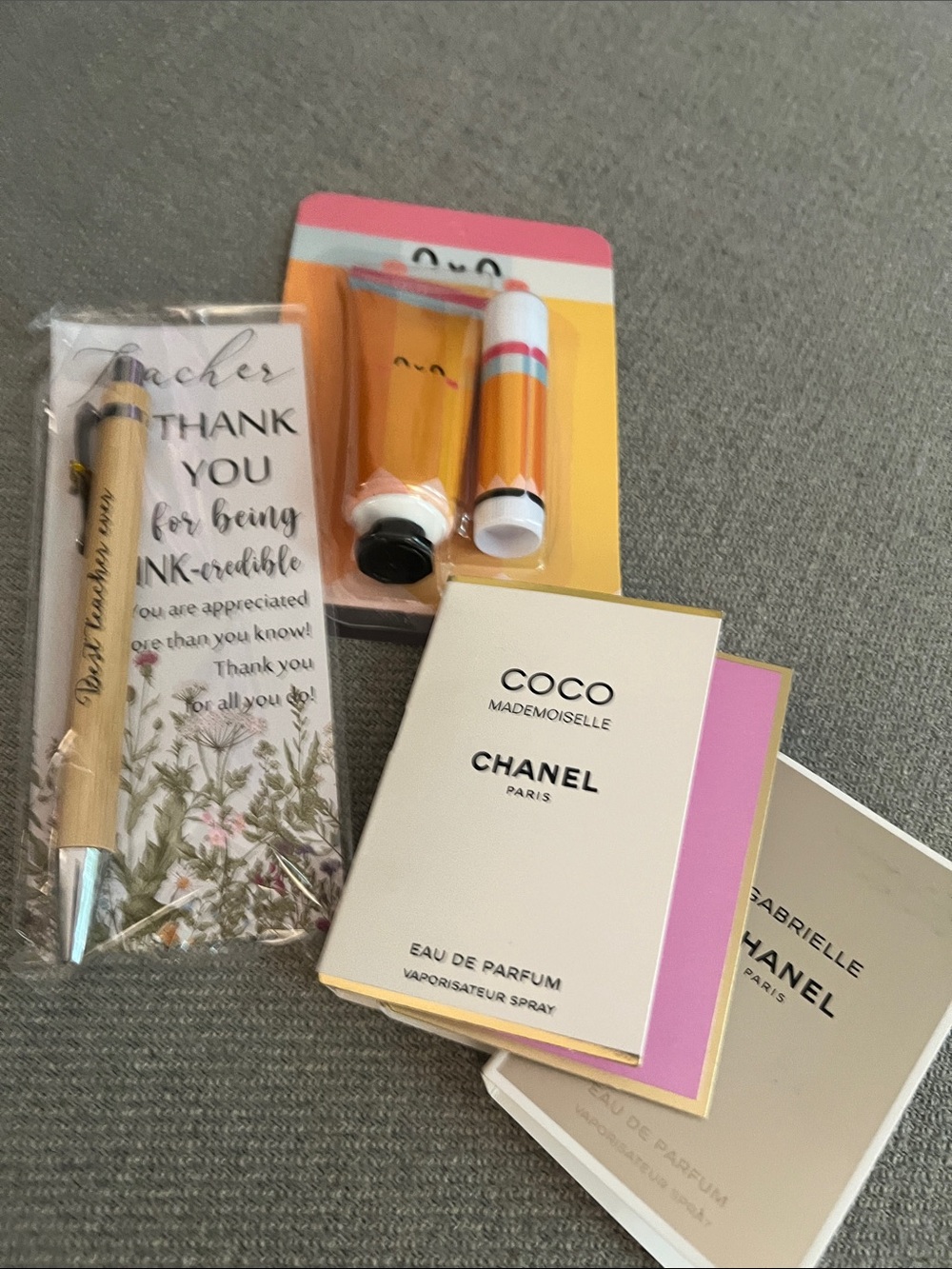 Teacher Appreciation Bundle- Pen, Bookmark, Lotion , Lip Balm & Chanel Perfume